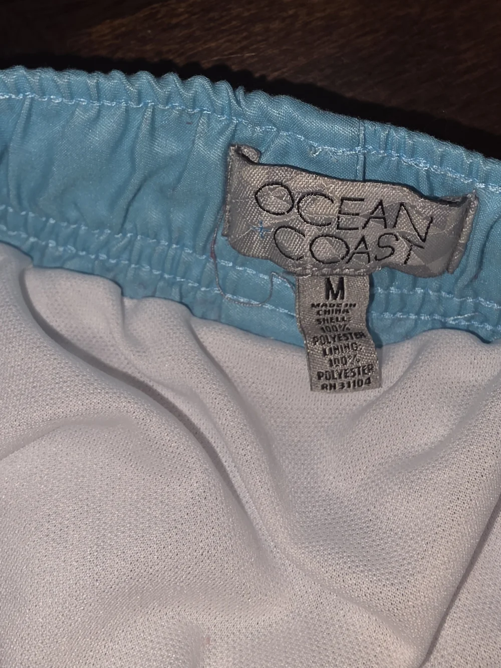 Boys Blue Camo Swim Trunks with Elastic Waistband